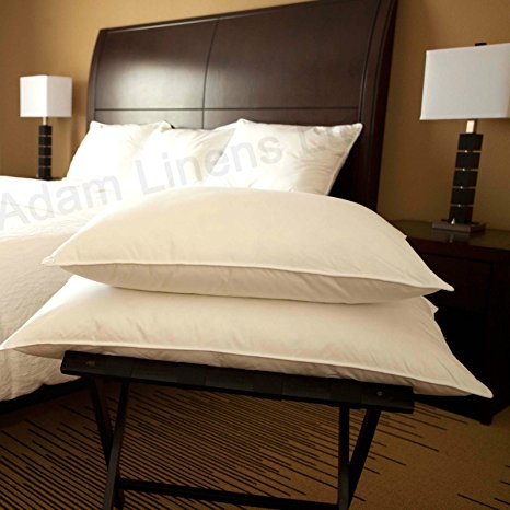 Adam Linens 2x Luxury Duck Feather and Down Pillow, Comfortable Extra Filling Hotel Quality Pair of PIllow