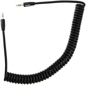 AmazonBasics 3.5 mm Coiled Stereo Audio Cable - 6.5 feet (2 Meters) - Black