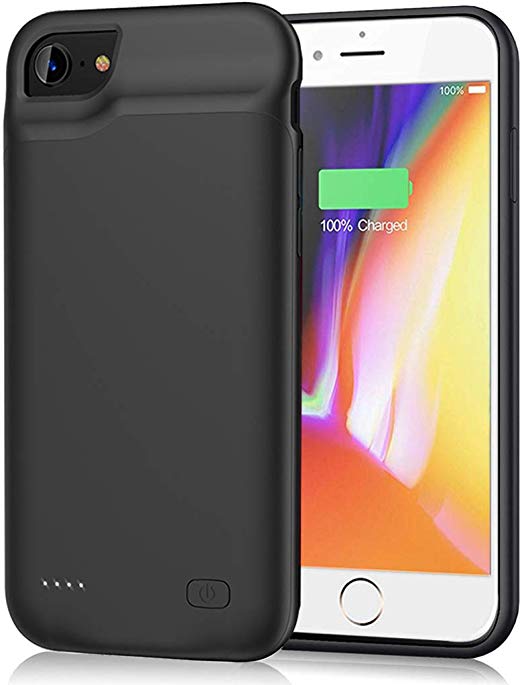 Battery Case for iPhone 6/6s/7/8, 6000mAh Portable Protective Charging Case Extended Rechargeable Battery Pack Charger Case Compatible with iPhone 6/ 6s/ 7/ 8 (4.7 inch) (Black)
