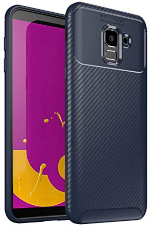 Case Collection Brushed Carbon Fiber Back Design Cover for Samsung Galaxy J6 Case 5.6" Slim-Fit Shock Absorption Anti Scratch Protective TPU Bumper for Samsung Galaxy J6 Phone Case