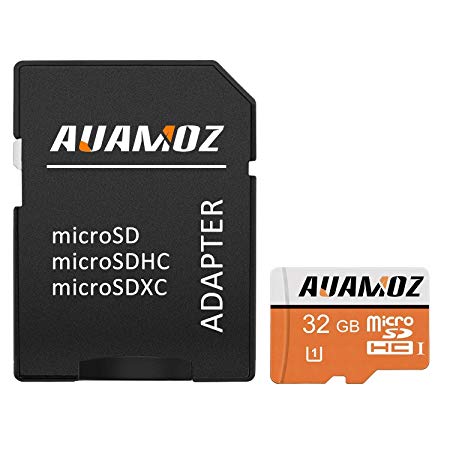 Micro SD Card 32GB,AUAMOZ Micro SDHC Class 10 UHS-I High Speed Memory Card for Phone,Tablet and PCs - with Adapter