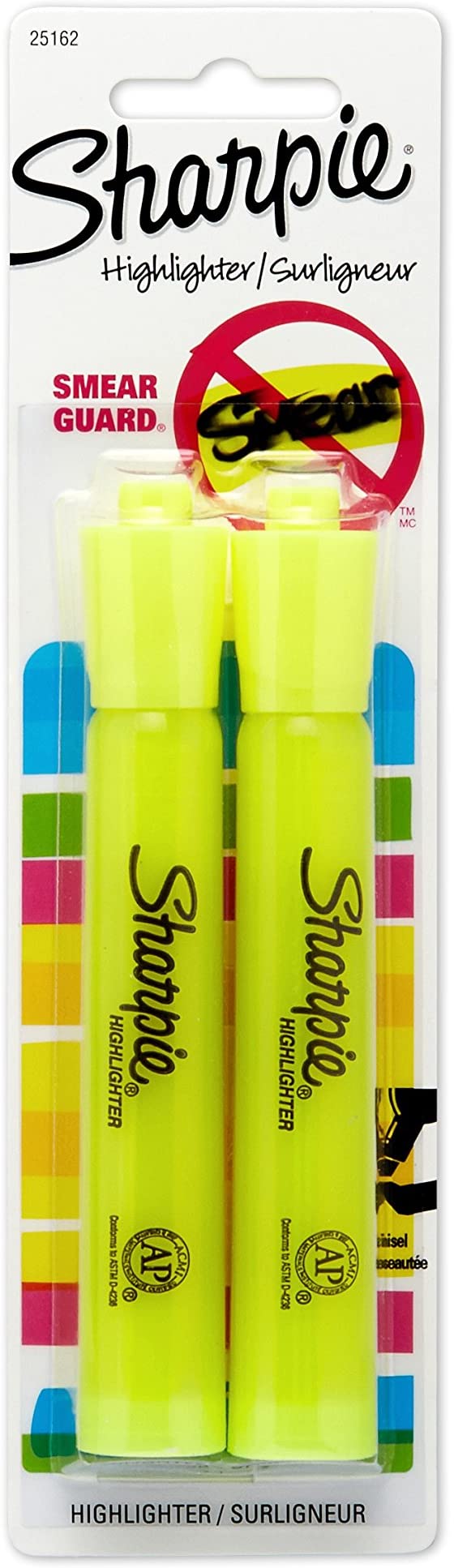 Sharpie 25162PP Accent Tank-Style Highlighter, Fluorescent Yellow, 2-Pack