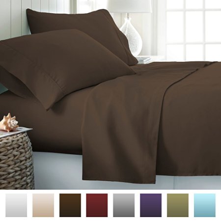 Splendid Collection 600 Thread Count Bedspread 100% Egyptian Cotton Queen Bed Sheet Set Sateen Deep Pocket Premium Quality 4-Piece Bedding Set Solid Chocolate