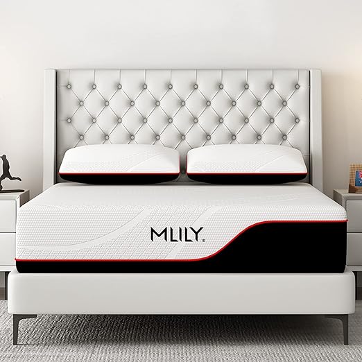 MLILY Twin Mattress, Manchester United 12 Inch Memory Foam Mattress, Cool Sleep & Pressure Relief, Made in USA, White