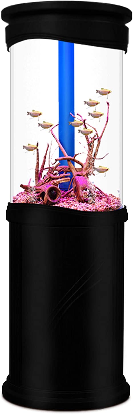 Vepotek Aqualic 360 Acrylic Aquarium Cylinder Fish Tank 78 Gallons w/LED Light & Sump Tank for Tropical Fresh Water Or Salt Walter