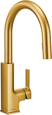 Moen S72308BG STO One-Handle High Arc Pulldown Kitchen Faucet with Power Clean, Brushed Gold