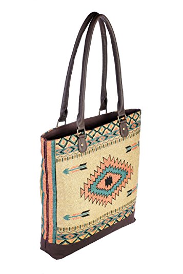 Women's Southwestern Style Geometric Woven Fabric Shoulder Bag, Tote, Purse, Carry-All, Travel Handbag