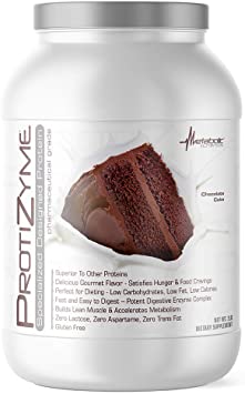 Metabolic Nutrition, Protizyme, 100% Whey Protein Powder, High Protein, Low Carb, Low Fat Whey Protein, Digestive Enzymes, 24 Essential Vitamins and Minerals, Chocolate Cake, 2 Pound (26 ser)