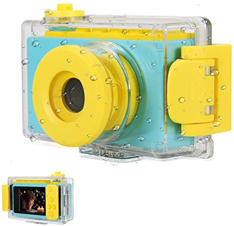 myFirst Waterproof Kids Camera Mini 8MP 1080P HD Camcorder with Free 16GB MicroSD Card Included and MicroSD Support Slot Video Taking Function and Preset Frames (Blue)
