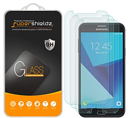 [3-Pack] Supershieldz for Samsung (Galaxy J7 Prime) Tempered Glass Screen Protector, Anti-Scratch, Anti-Fingerprint, Bubble Free, Lifetime Replacement