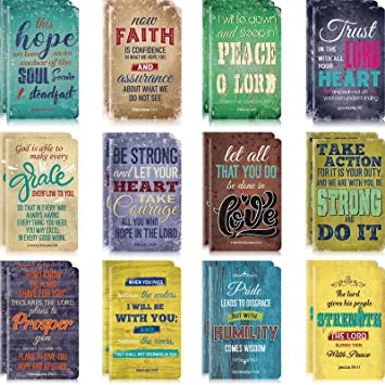 24 Pieces Bible Verse Notebook Religious Motivational Notepads Colorful Rustic Small Pocket Journal Inspirational Notepads Christian Notebooks for Office School Home Travel Supplies, 3.2 x 5 Inches