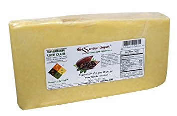 2lbs. Unrefined Premium Cocoa Butter - Food Grade - Kosher - Raw, 100% Pure with Natural Cocoa Scent - Used in Creams, Lotion Bars and Sticks, Lip Balms, Body Butters and many other skin care products