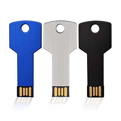 Kootion 3PCS 32GB Metal Key USB Flash Drive Waterproof Thumb Drives Memory Stick Portable Jump Drive,Red/Blue/Yellow