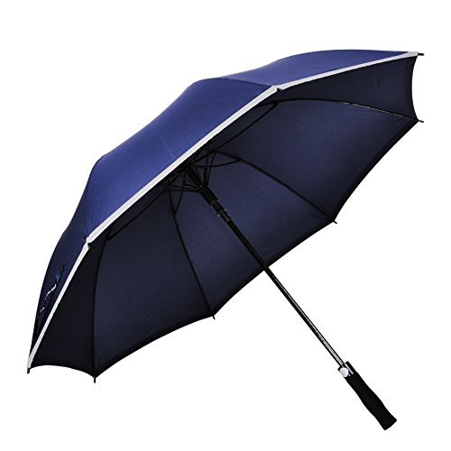 60 inch Golf Umbrella, Ambrellaok Sports, Windproof, Waterproof, Anti-uv Auto Open Large Straight Men's Umbrella Oversize with Safe Reflective Piping (Navy Blue)