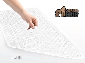 The Original GORILLA GRIP (TM) Non-Slip Bath and Shower Mat Featuring Powerful Gripping Technology, Highest Quality Material, Fits Any Size Bath Tub (White: Rectangle 35" x 16")