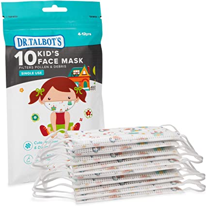 Dr. Talbot's Disposable Kid’s Face Mask for Health Protection by Nuby, 10 Pack, Girl