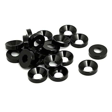 uxcell M6 Aluminium Alloy Car Bumper Trunk Washer Black 20pcs