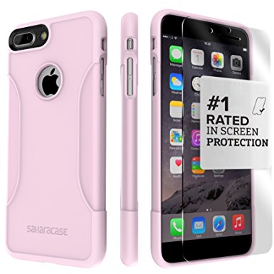 iPhone 8 Plus and 7 Plus Case, SaharaCase Classic Protective Kit Bundled with [ZeroDamage Tempered Glass Screen Protector] Rugged Slim Fit Shockproof Bumper [Hard PC Back] Protection – Rose Gold Pink