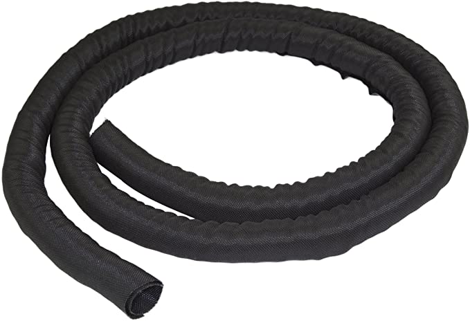 StarTech.com 15' (4.6m) Cable Management Sleeve - Flexible Coiled Cable Wrap - 1.0-1.5" Dia. Expandable Sleeve - Polyester Cord Manager/Protector/Concealer - Black Trimmable Cable Organizer