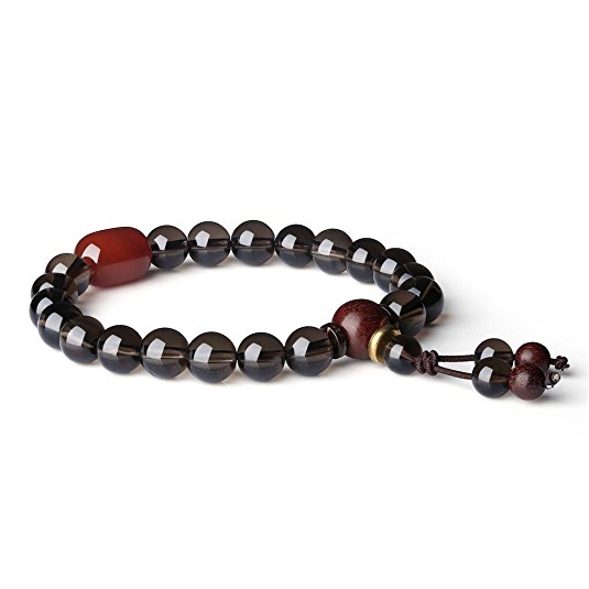 AmorWing 8mm Prayer Mala Bead Smoky Quartz Beads Healing Bracelet