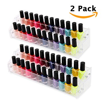 [2 Sets 2 Tiers] Acrylic Nail Polish Rack Organizer Clear Spice Rack Brochure Display Shlef Holders Storage Case for Essential Oil Cosmetic Spray Dropper Bottle Condiment Paint Rack Fair Sample Stand