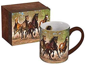LANG - 14 oz. Ceramic Coffee Mug - "Horses in the Mist, Taking Flight", Artwork by Chris Cummings