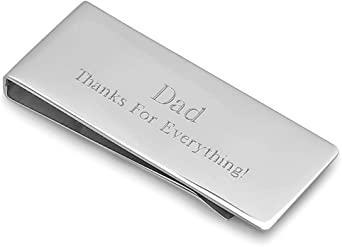 Polished Silver French Fold Money Clip with Free Custom Engraving | Custom Engraved Silver Plated Money Clip