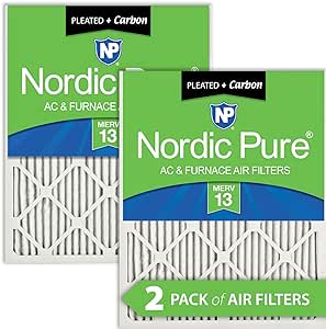 Nordic Pure 18x20x1M13 C-2 18x20x1 Merv 13 Plus Carbon AC Furnace Filters Qty 2