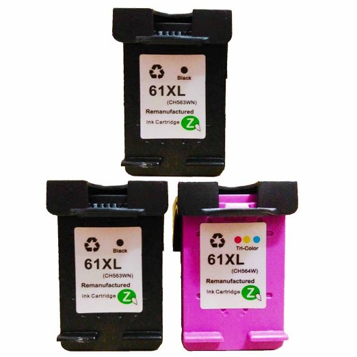 QUIMOOZ Remanufactured for HP61 XL HP-61XL Ink Cartridge Replacement High Yield (2 Black  1 Tri-color)-Ink Level Display Indicator Work for HP Deskjet 1000 1050 1510 1010 1510 1513 1514 2540 2050 2510