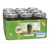 Ball Jar Wide Mouth Pint and Half Jars with Lids and Bands Set of 9