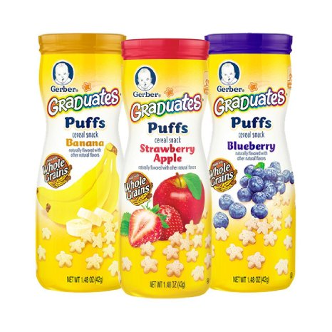 Gerber Graduates Puffs Cereal Snack, Variety Pack, Naturally Flavored with Other Natural Flavors, 1.48 Ounce, 6 Count