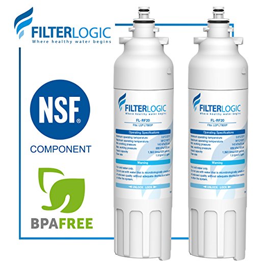 FilterLogic LT800P Refrigerator Water Filter Replacement for LG LT800P, ADQ73613401, Kenmore 9490 (Pack of 2)