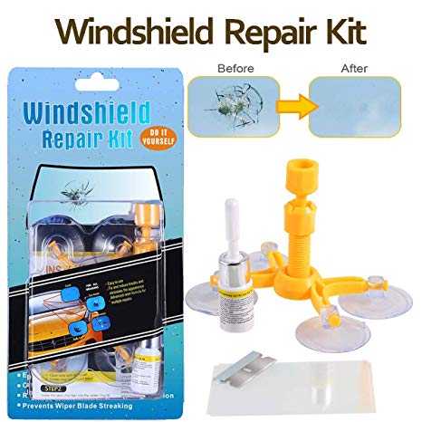 Randalfy Do-It-Yourself Auto Windshield Crack Repair Kit – Windshield Repair Kit for Car Windscreen/Glass Rock Chip, Bulls Eye, Star, Half Moon Repair