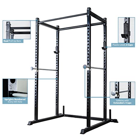 Rep Power Rack with Dual Pullup Bars, Numbered Uprights, 700 lb Rated, and Optional Upgrades