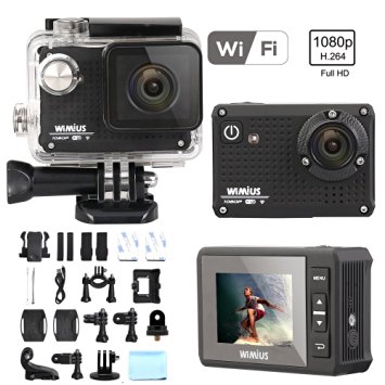 WiMiUS® 1080P HD Action Camera WiFi Waterproof 12MP Sports Camera Camcorder Dash Cam Helmet Camera (S1-Black)