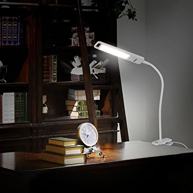 Albrillo LED Desk Lamp Clip Rechargeable, Touch Sensor Clamp on Book Light, Eye-Care, Detachable, Dimmable White