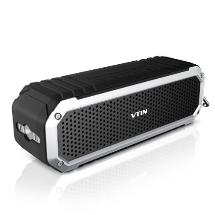 Vtin Bluetooth 4.0 Speaker Shockproof Waterproof Outdoor Speaker with Dual 5W Drivers, 3.5mm Audio Port, Flashlight Function, 12 Hour Music Playtime for iPhone 7 6s Plus Galaxy - Black