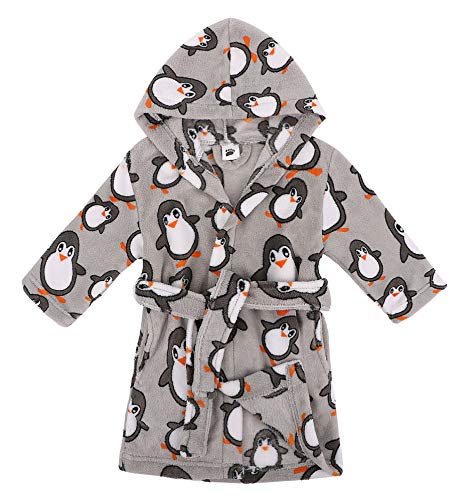 Verabella Boys Girls' Plush Super Soft Fleece Printed Hooded Bathrobes Robe