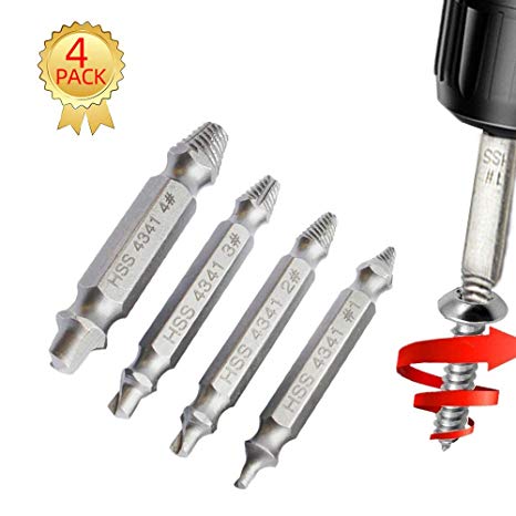 4pcs Damaged Screw Remover and Extractor Set for Damaged Screw Extractor Use with Any Drill