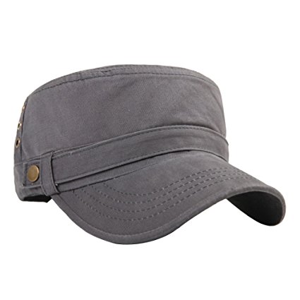 Men's Cotton Flat Top Peaked Baseball Twill Army Millitary Corps Hat Cap Visor