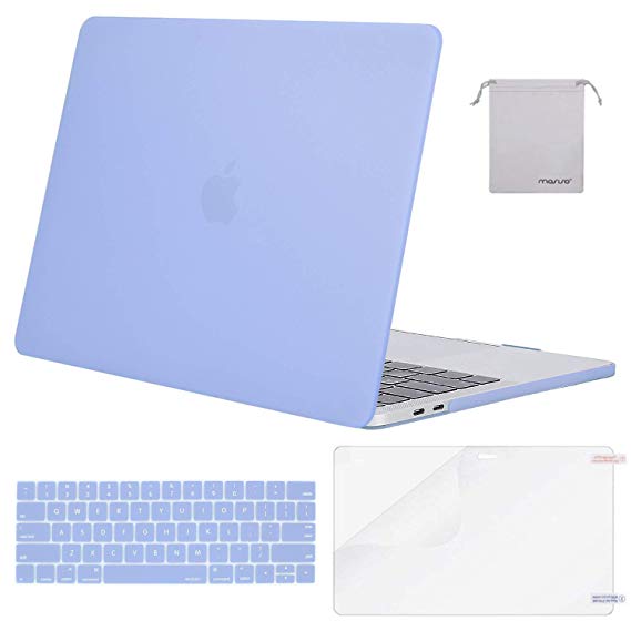 Mosiso MacBook Pro 13 Case 2018 2017 2016 Release A1989/A1706/A1708, Plastic Hard Case Shell with Keyboard Cover with Screen Protector with Storage Bag for Newest MacBook Pro 13 Inch, Serenity Blue