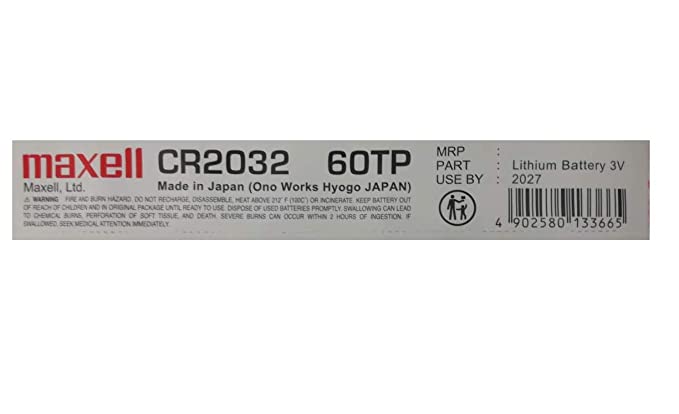 Maxell CR2032H Batteries (Made In Japan) (6 Batteries Tray Pack)