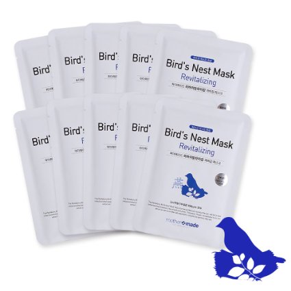 mothermade Revitalizing Birds Nest Facial Mask 10 individually packaged bundle - 100 cotton Cupra sheet Anti-aging Anti-Wrinkle Regenerating - BIRDS NEST EXTRACT 5000 ppm Collagen Peptides