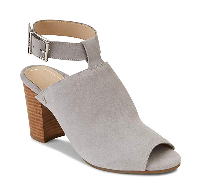 Vionic Women's Perk Kaia Heel - Ladies Peep Bootie Stacked Heels with Concealed Orthotic Support