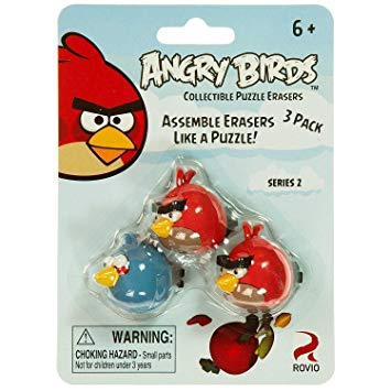 Angry Birds Puzzle Erasers - 3 Pack Assorted Styles