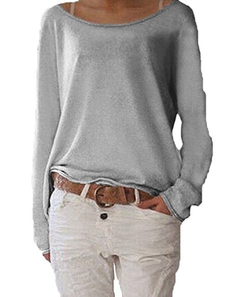 ZANZEA Women's Sexy Casual Autumn Loose Round Neck Long Sleeve Tops Blouse Jumper T-Shirt