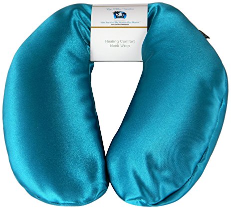 Neck Pain Relief Pillow - Hot / Cold Therapeutic Herbal Pillow For Shoulder & Neck Pain, Stress & Migraine Relief (Aqua - Silky Satin)