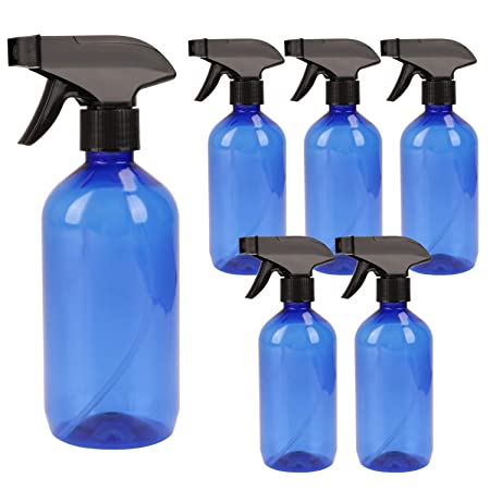 Spray Bottles 10oz,Plastic Spray Bottle with Black Trigger Sprayer & Lids, Woaiwo-q Empty Refillable Container for Cleaning Water, Essential Oils, (bule 6 Pcs)