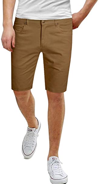 ETHANOL Men's Super Comfy Stretch Flex Slim Fit Denim Twill 11 inch Shorts