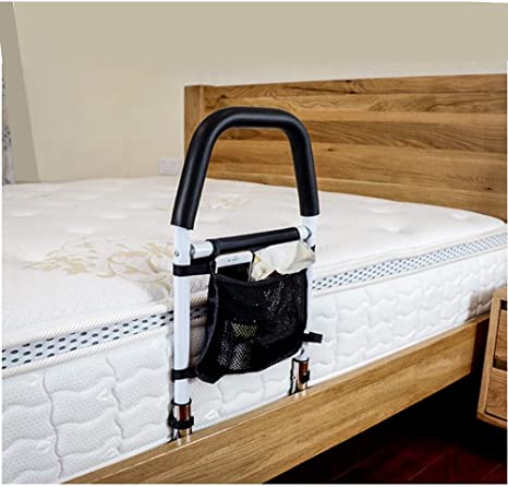 ODOLAND Bed Rails for Elderly Hospital Bed Assist Bar with Storage Pocket for Elderly Adults, Handle Support for Getting in and Out of Bed